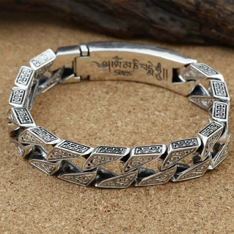 Tibetan Om Mani Padme Hum Dorje Vajra Swastika Carved Purity Bracelet
