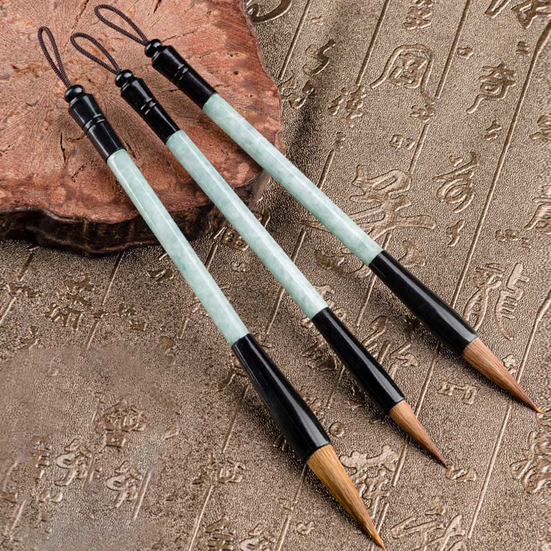 Natural Jade Luck Chinese Calligraphy Brush Pen Chinese Writing Brush With Gift Box