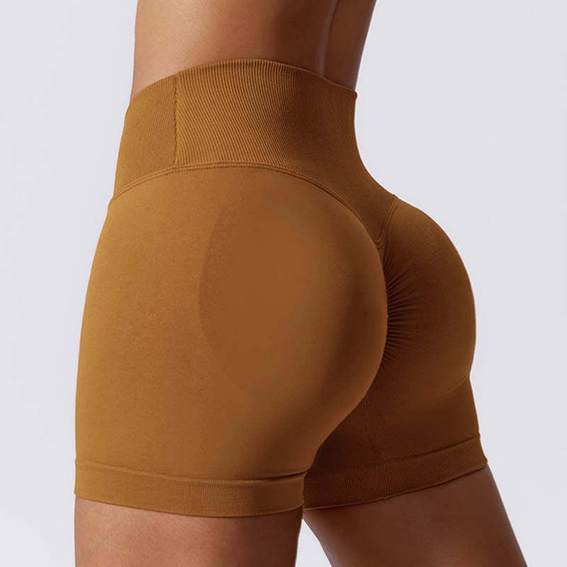 Women Seamless High Elasticity Sports Fitness High Waist Yoga Workout Shorts