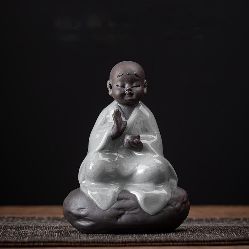 Little Zen Monk Hat Strainer Ceramic Tea Accessories Figurine Home Decoration
