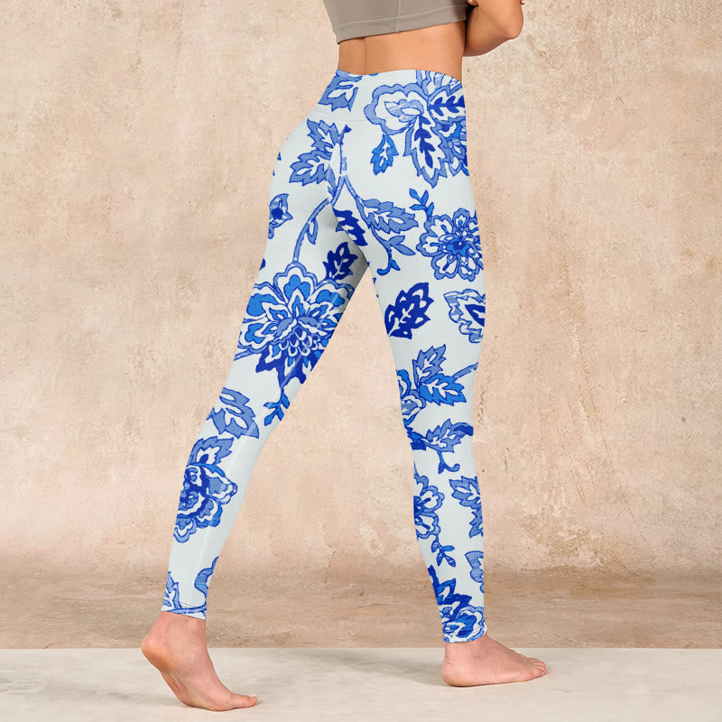 Flowers Print Gym Leggings Women's Yoga Pants