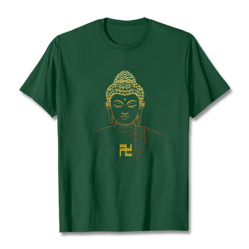 Swastika Pattern Golden mystic zen Cotton Tee T-shirt