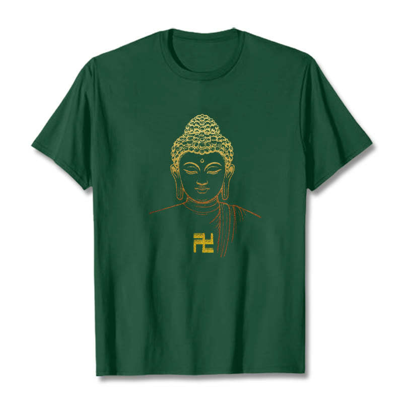 Swastika Pattern Golden mystic zen Cotton Tee T-shirt