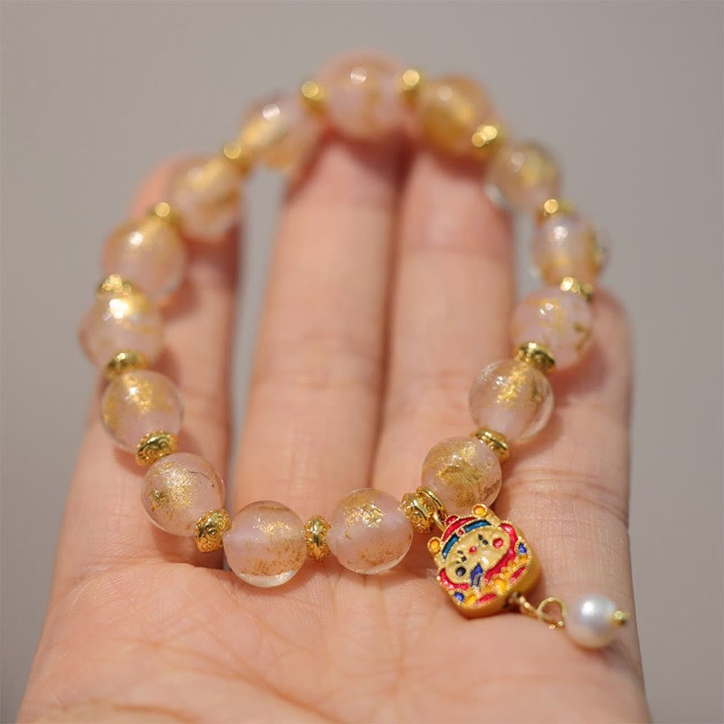 Gourd God Of Wealth Charm Fortune Liuli Glass Bead Incense Ash Porcelain Bead Bracelet