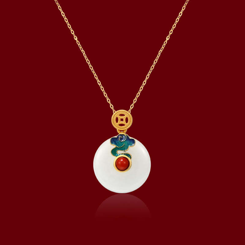 Jade Copper Coins Auspicious Clouds Prosperity Necklace Pendant Bracelet Ring Earrings