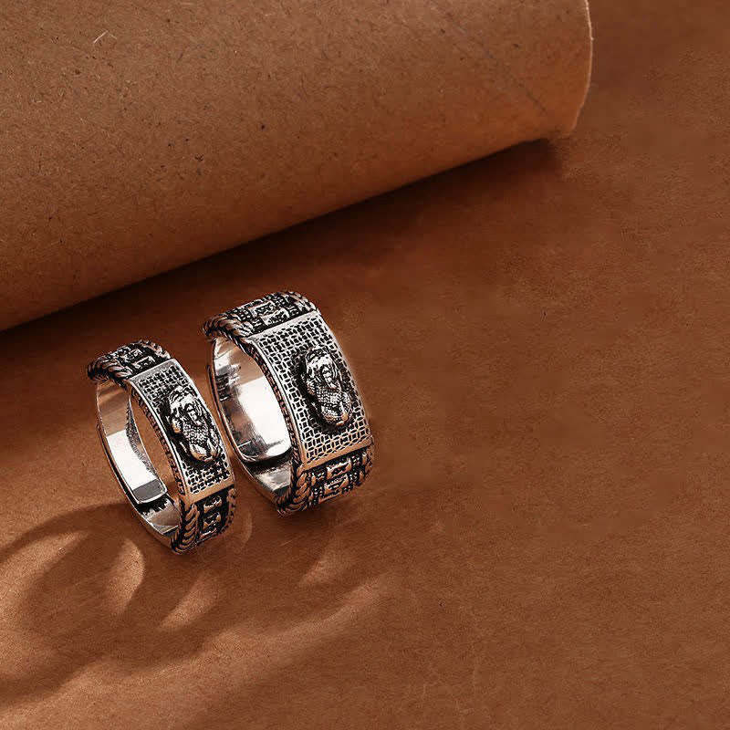 Lucky FengShui PiXiu Wealth Prayer Wheels Couple Ring