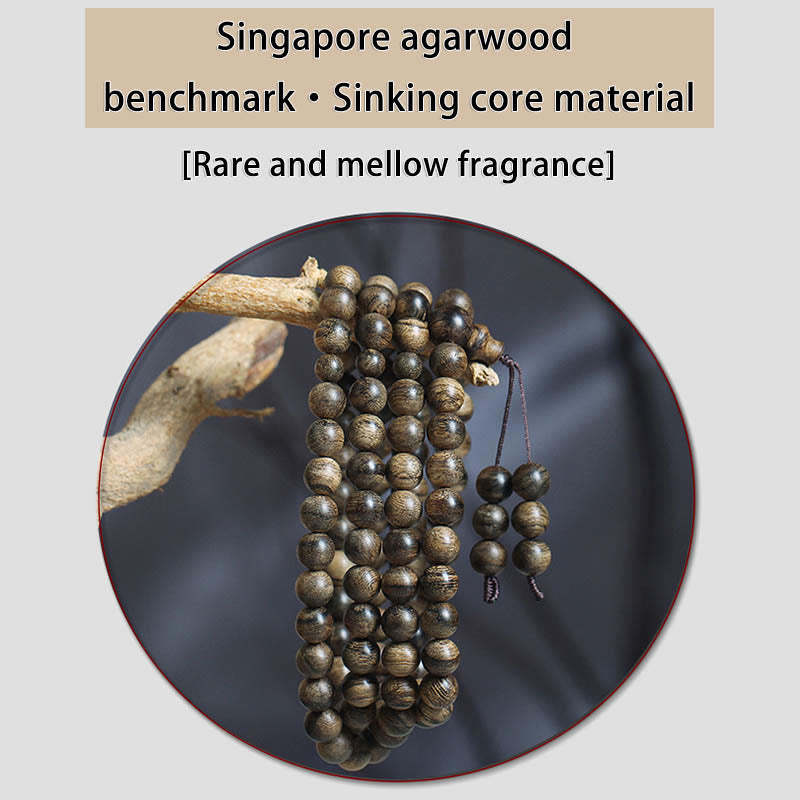 108 Mala Beads Natural Tarakan Agarwood Ward Off Evil Spirits Bracelet