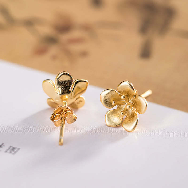 925 Sterling Silver Golden Peach Blossom Balance Earrings