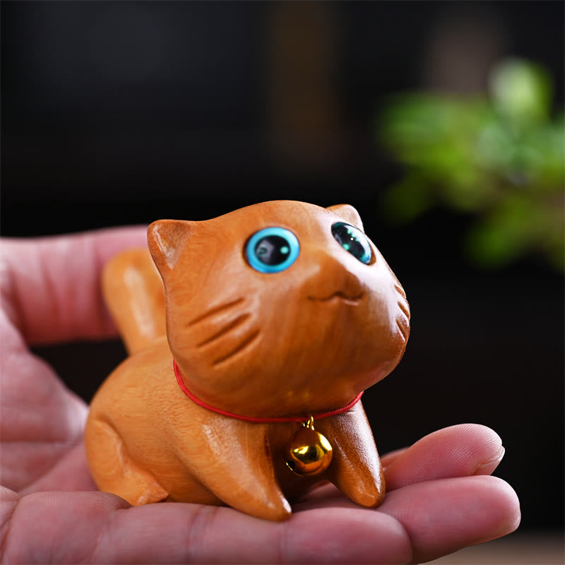 Small Cute Confident Sleeping Cat Sandalwood Healing Home Decoration