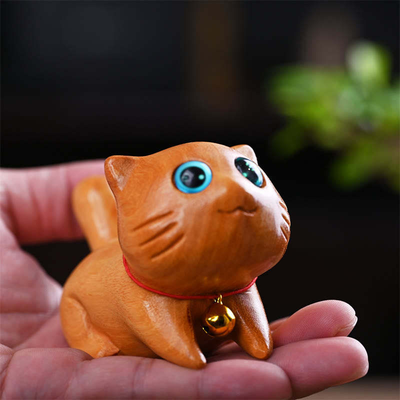 Small Cute Confident Sleeping Cat Sandalwood Healing Home Decoration