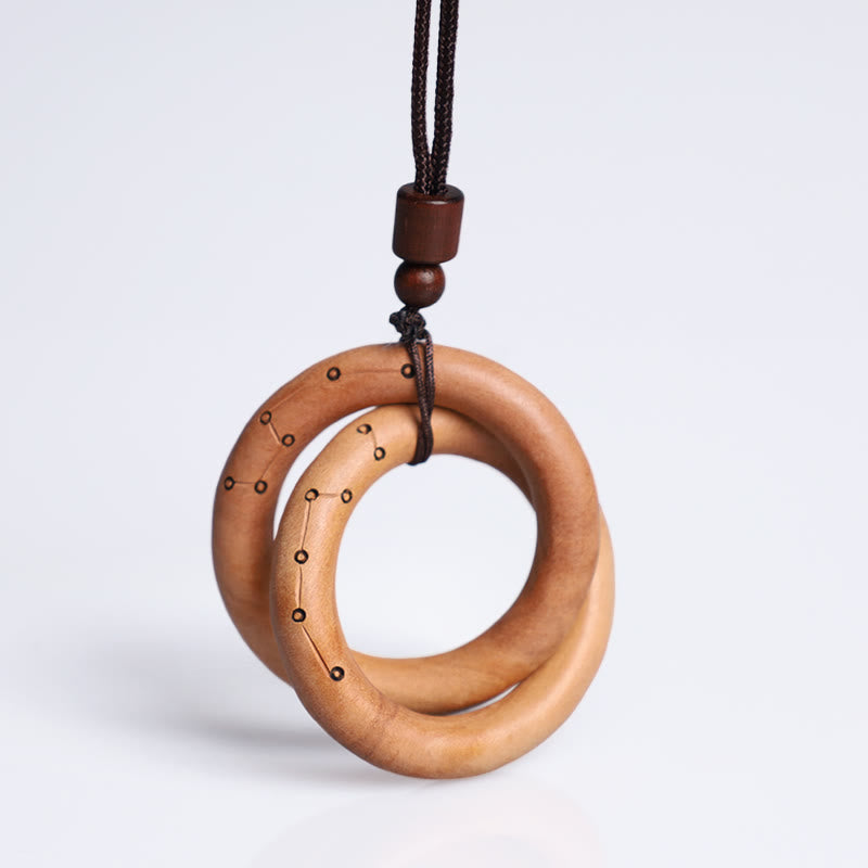 Jujube Wood Taoist Yin Yang Ring Qiankun Circle Luck Ward Off Evil Spirits Necklace Pendant