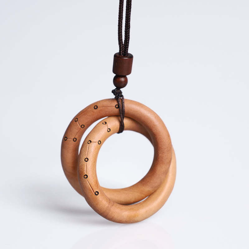 Jujube Wood Taoist Yin Yang Ring Qiankun Circle Luck Ward Off Evil Spirits Necklace Pendant