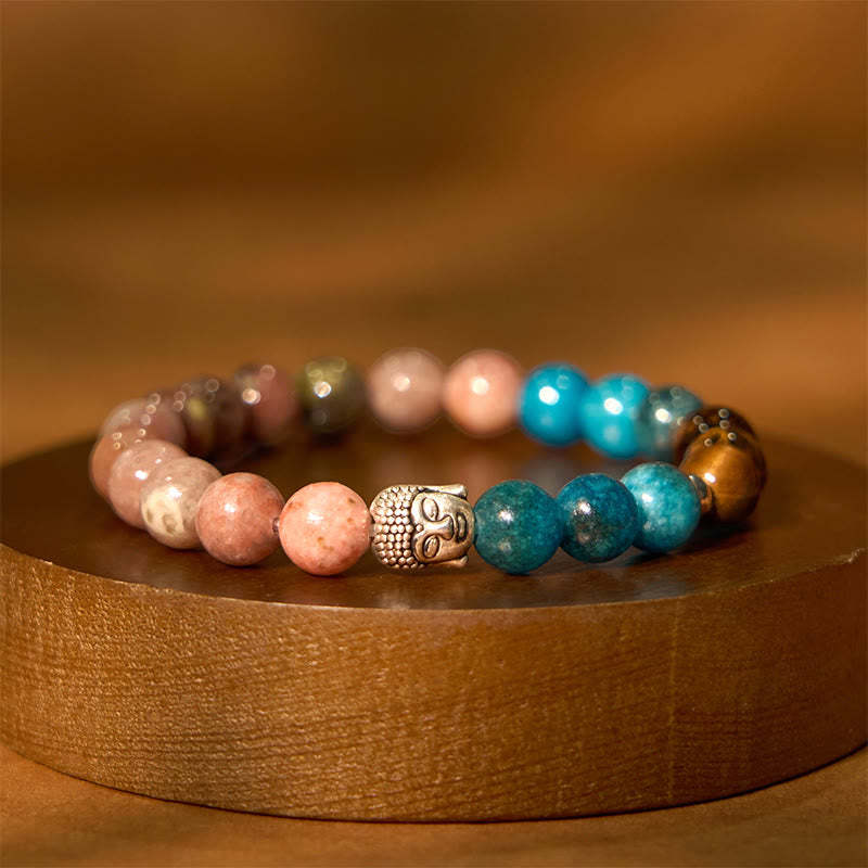 Natural Black Onyx White Stone Green Aventurine Tiger Eye Agate Mixed Color mystic zen Head Protection Bracelet