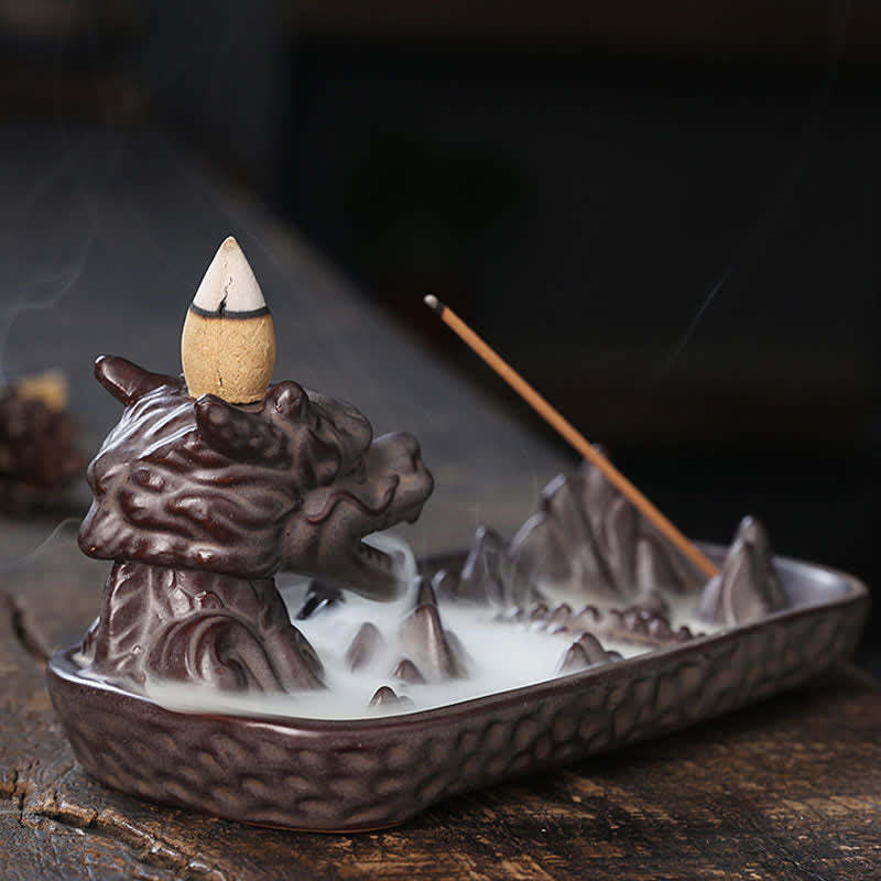 Dragon Mountain Strength Ceramic Incense Burner Decoration