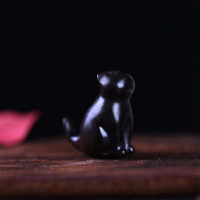 Small Leaf Red Sandalwood Ebony Wood Sandalwood Green Sandalwood Lucky Mini Cat Deer Sooth Phone Hanging Decoration