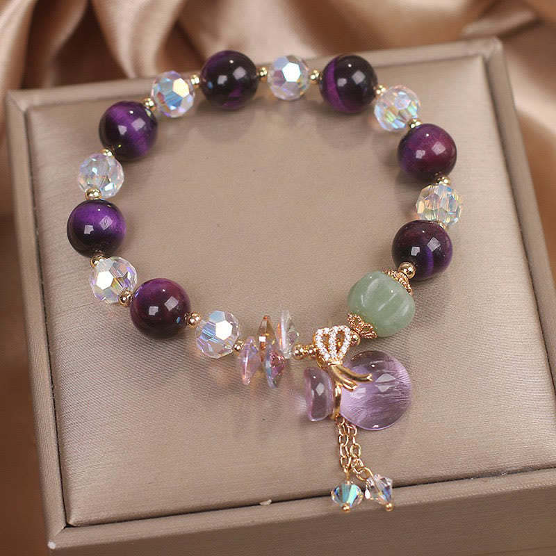 Purple Tiger Eye White Crystal Amethyst Jade Bravery Bracelet
