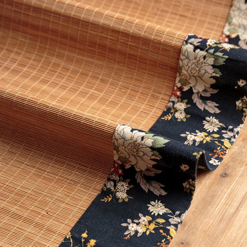 Vintage Peony Flower Blossom Bamboo Cup Mat Pad Tea Cup Coaster Kung Fu Tea Mat
