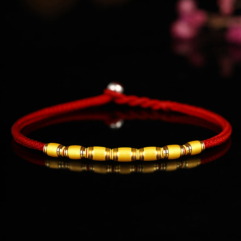 999 Gold Lucky Bead Eight Thread Peace Knot Red Rope Bracelet