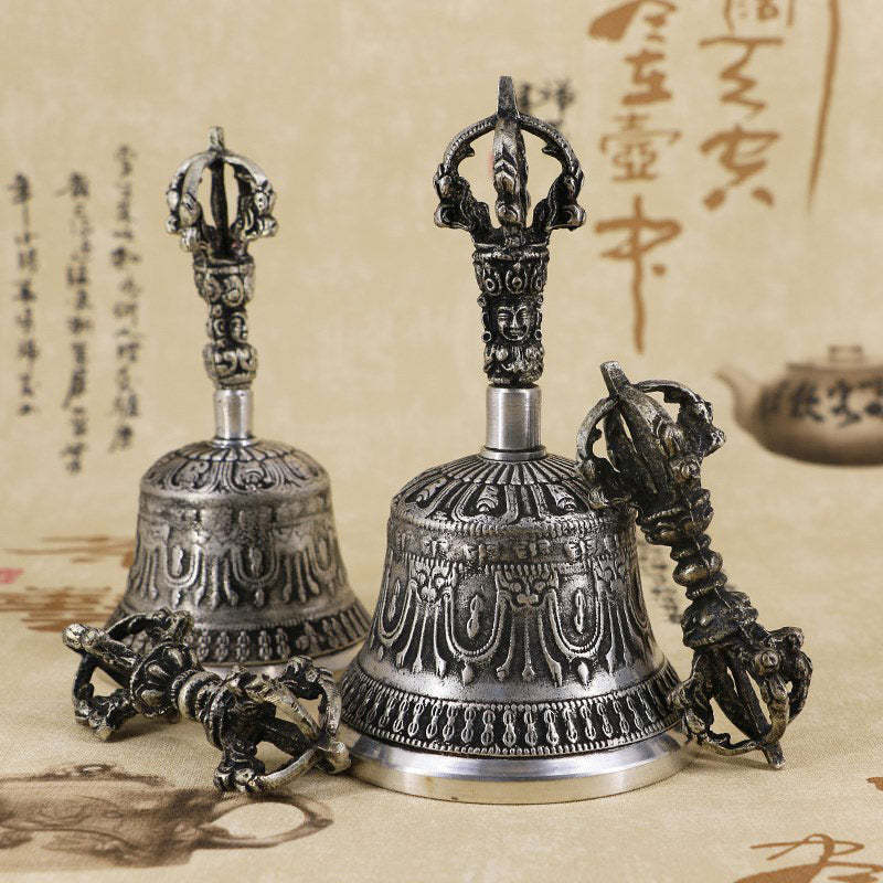 Tibetan Meditation Bell and Vajra Dorje Copper Decoration Set