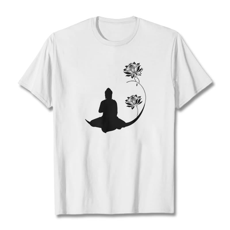 mystic zen Sitting With Lotus Flowers Pattern Pattern Tee T-shirt