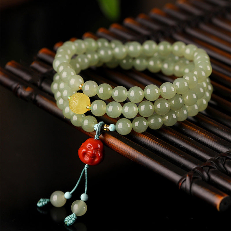 Jade Red Agate Amber Laughing mystic zen Prosperity Bracelet