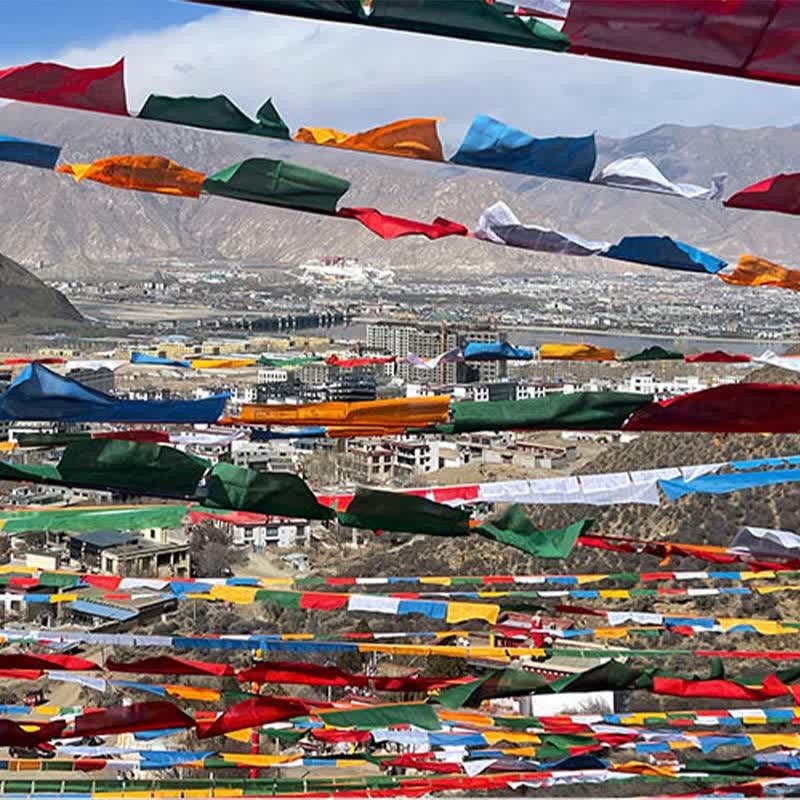 Tibetan 5 Colors Windhorse Auspicious Outdoor 25 Pcs Prayer Flag