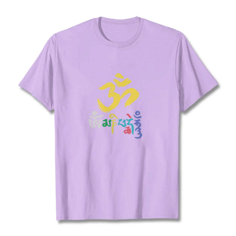 Colorful Om Mani Padme Hum Cotton Tee T-shirt