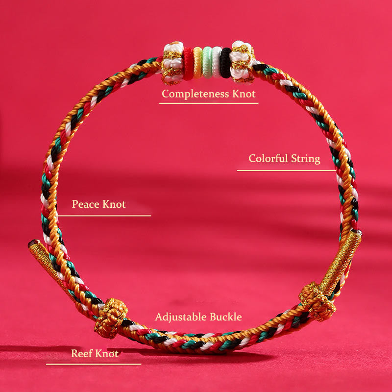 Five Elements Colorful String Completeness Knot Reef Knot Braid Luck Bracelet