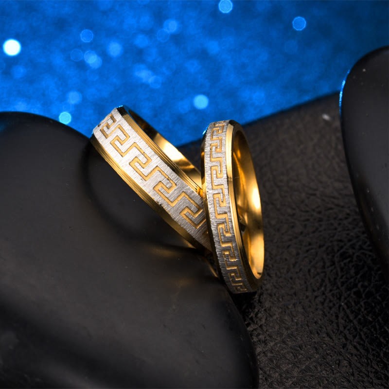 Tibetan Great Wall Pattern Titanium Steel Balance Ring