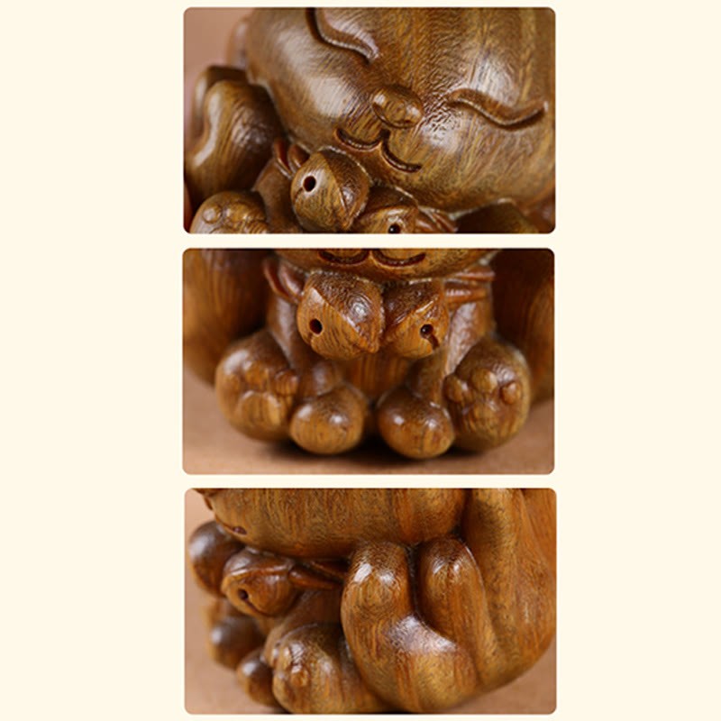 Mini Nine-Tailed Fox Ivory Fruit Sandalwood Green Sandalwood Blessing Decoration