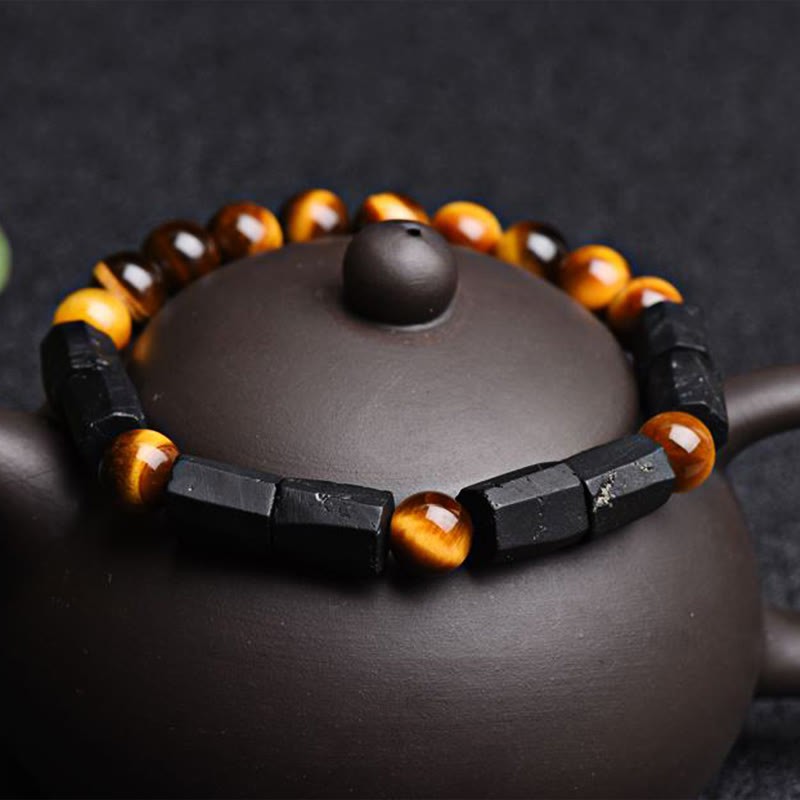 Natural Black Tourmaline Tiger Eye Positive Bracelet