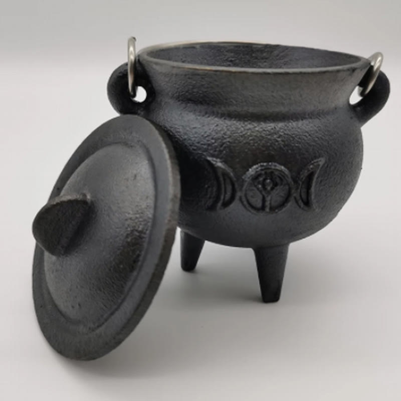 Cast Iron Cauldron Prayer Altar Burning Holder Incense Sage Smudging Rituals Use Items