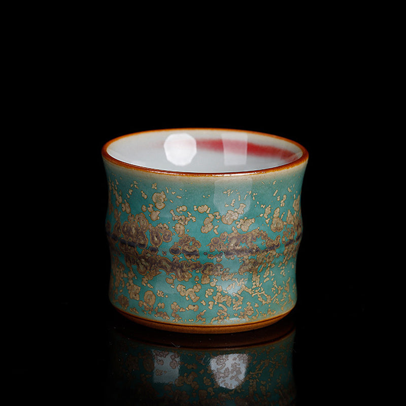 Kiln Change Ceramic Bamboo Design Teacup Kung Fu Tea Cup