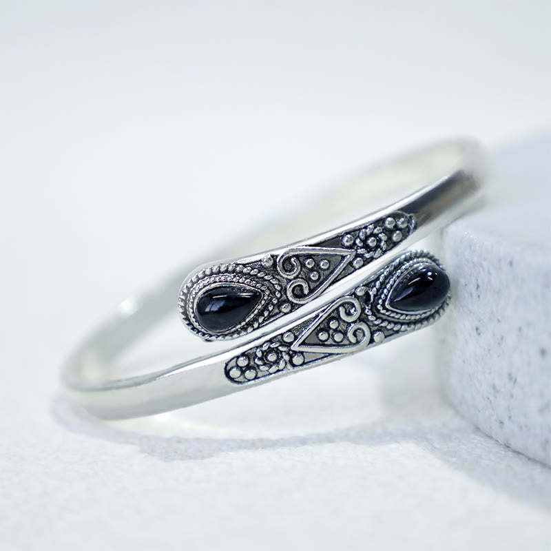 Zircon Water Drop Pattern Healing Cuff Bracelet Bangle