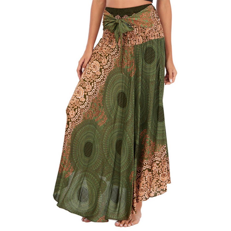 Two Style Wear Bohemian Compass Rose Flower Lace-up Skirt Dress