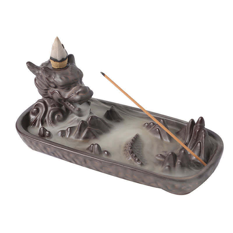 Dragon Mountain Strength Ceramic Incense Burner Decoration