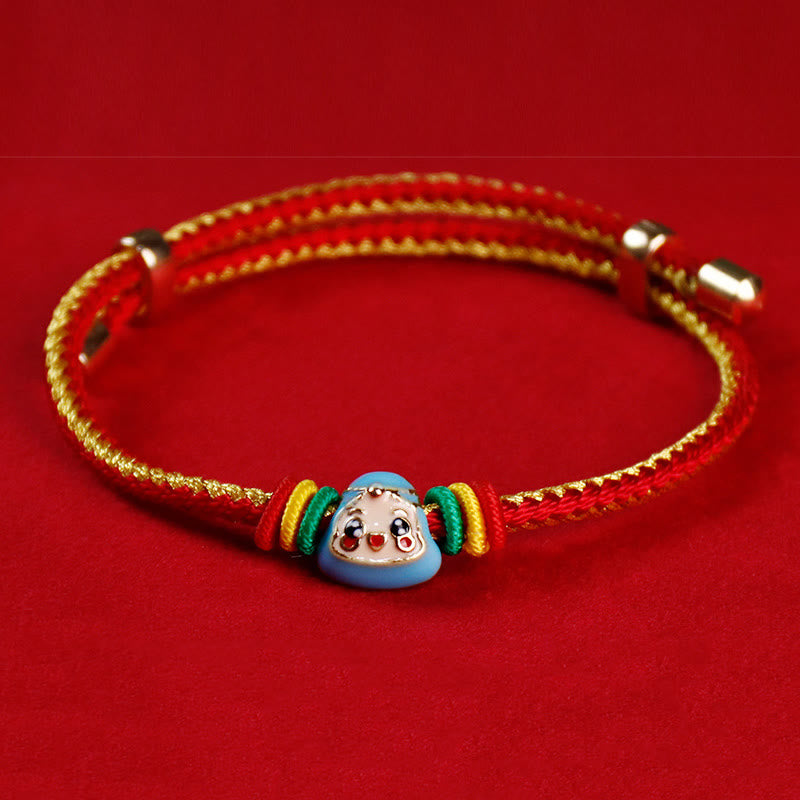 Colorful Rope Zongzi Pattern Fu Character Luck Handmade Bracelet