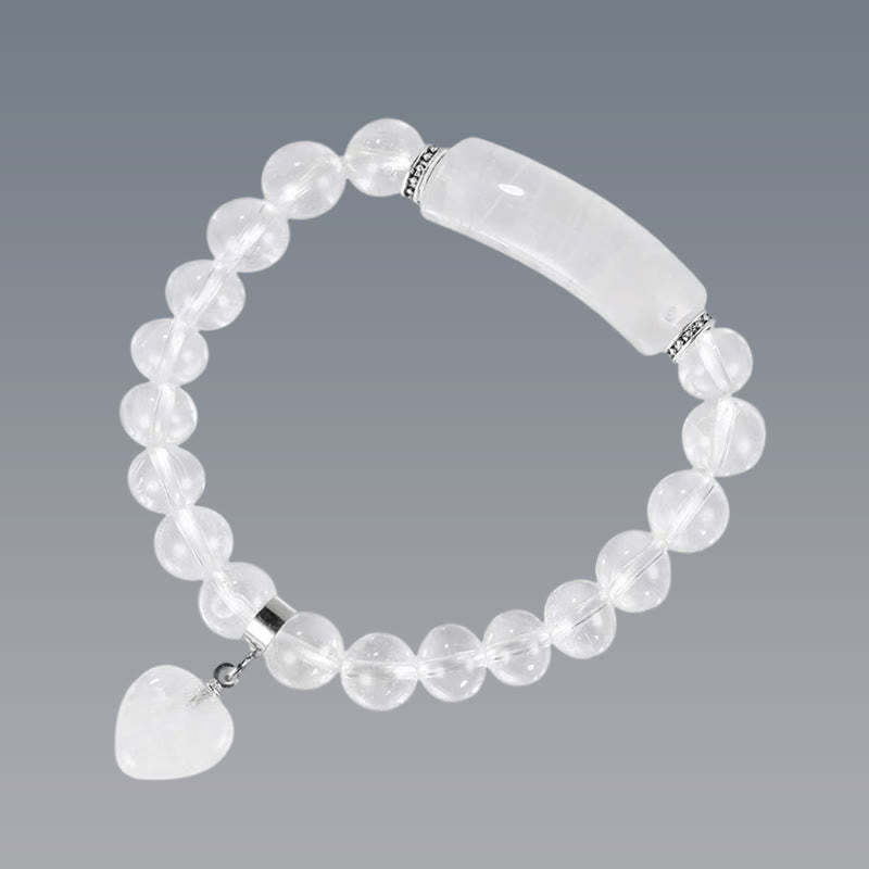Natural Quartz Love Heart Healing Beads Bracelet