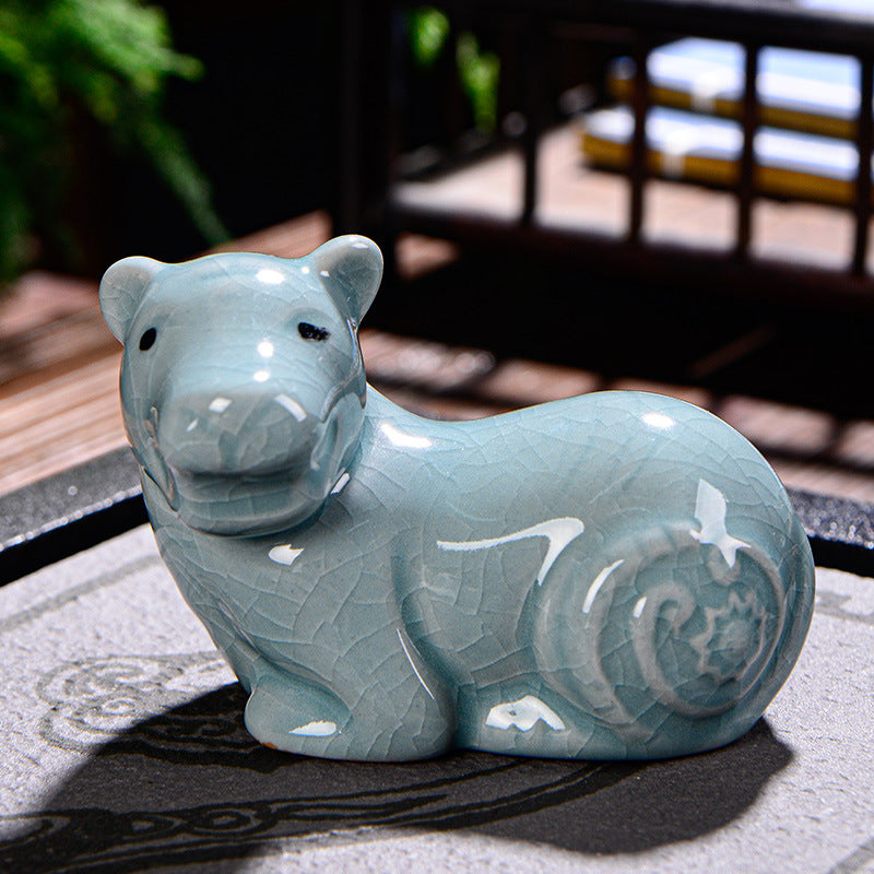 Chinese Zodiac Wealth Ceramic Tea Pet Home Figurine Decoration