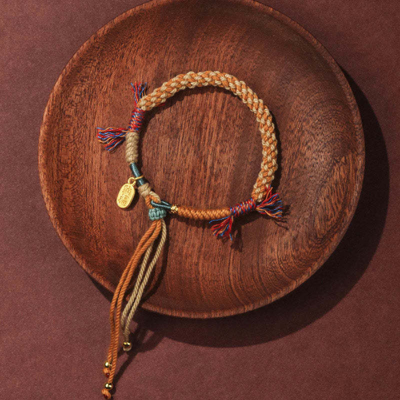 Tibetan Hand-woven Colored Rope Adjustable Tassels Nafu Luck Bracelet