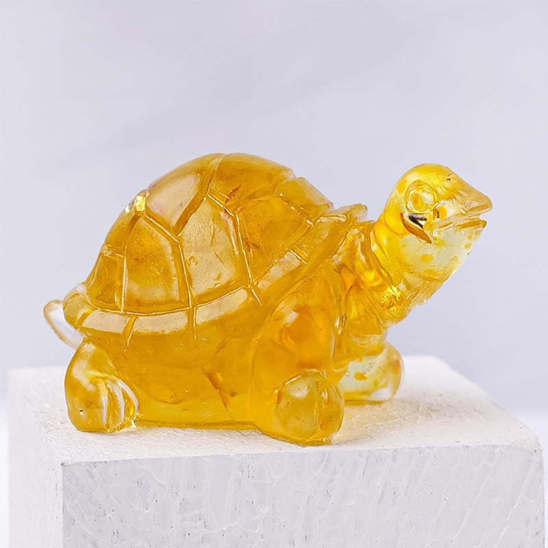 Natural Crystal Gravel Drip Resin Small Turtle Decoration Statue