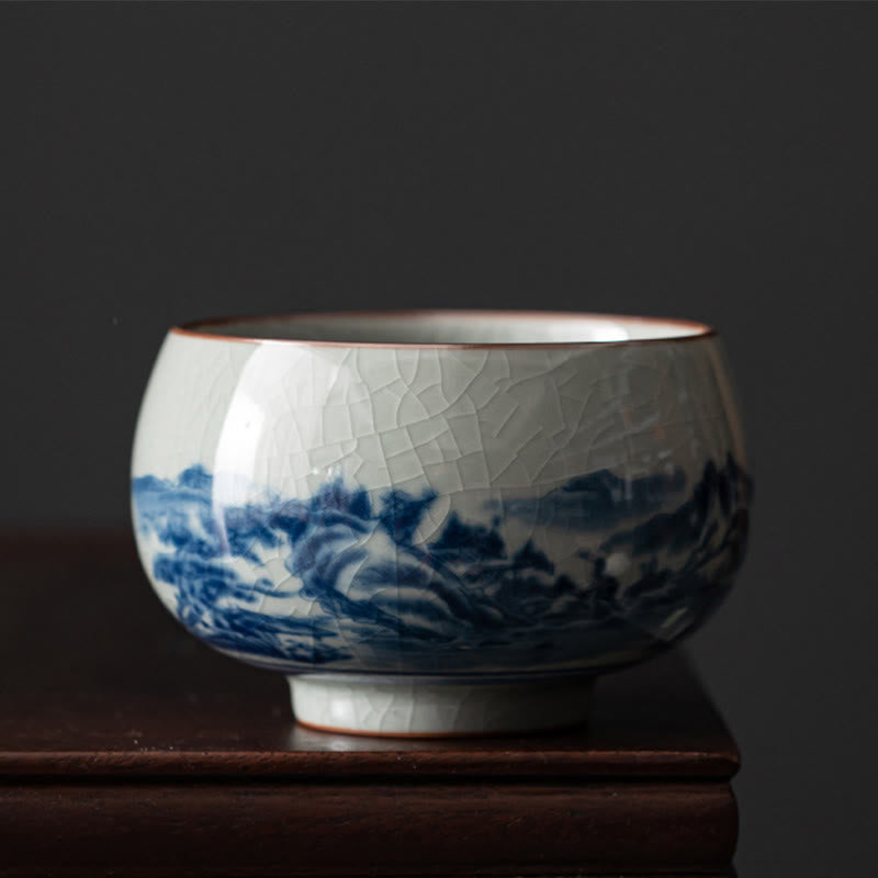 Mountain Landscape Lotus Orchid Pavilion Gathering Ceramic Teacup Kung Fu Tea Cup