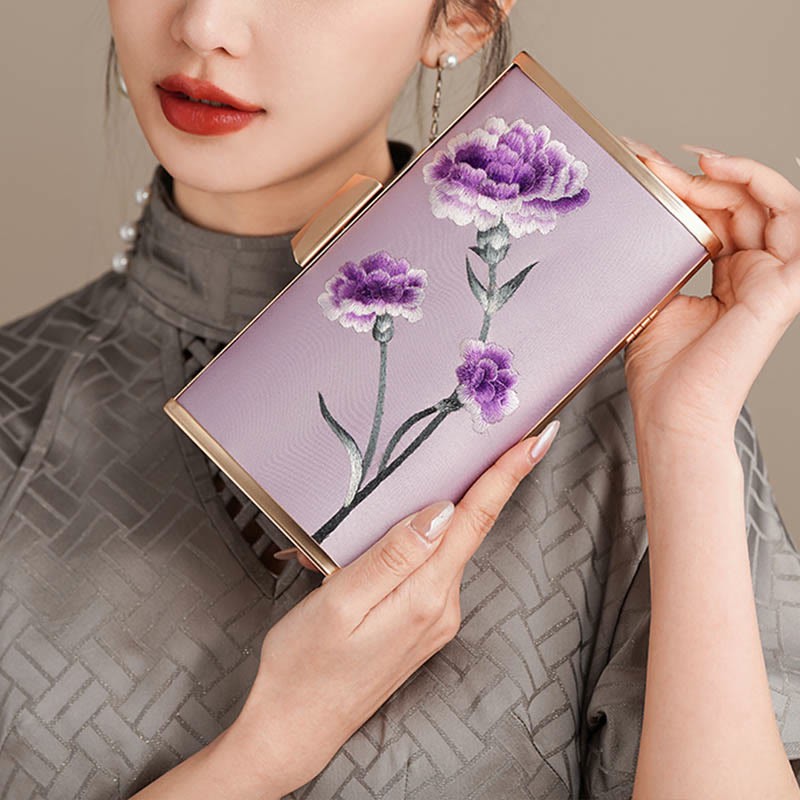 Carnation Peony Begonia Su Embroidery Wedding Shopping Purse Handbag Crossbody Bag