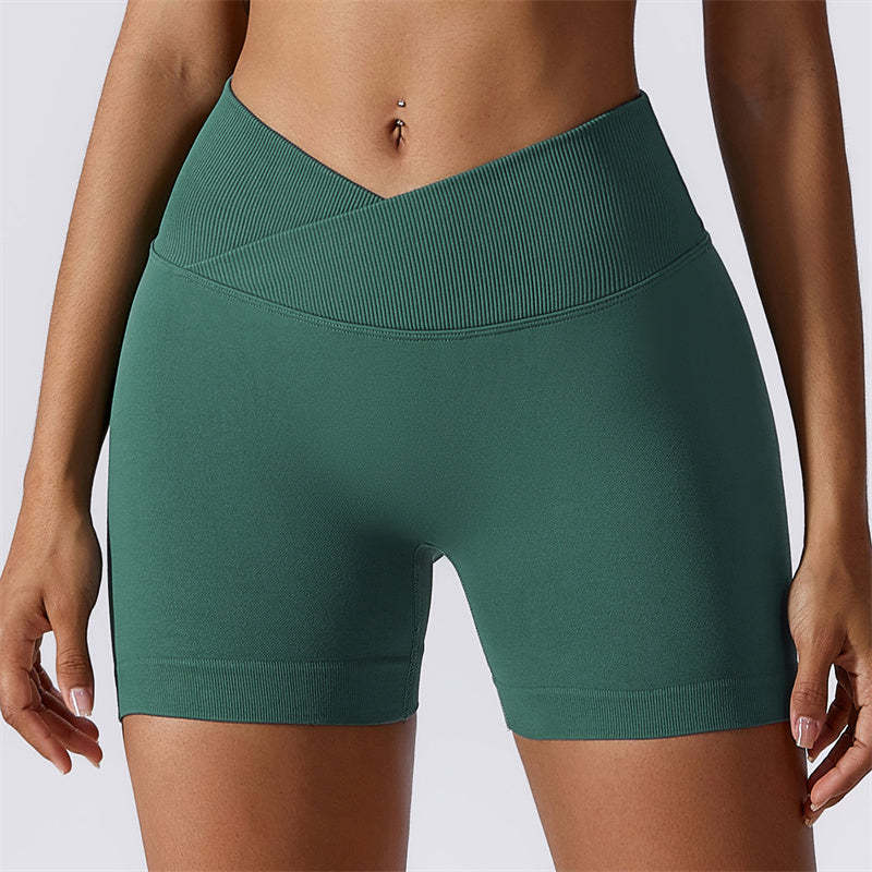 Women Seamless High Elasticity Sports Fitness High Waist Yoga Workout Shorts