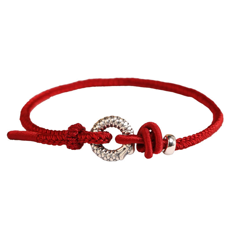 999 Sterling Silver Year Of The Dragon Peace Buckle Luck Bracelet