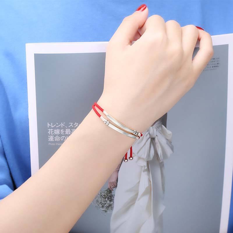 925 Sterling Silver Red String Layered Braid Bracelet