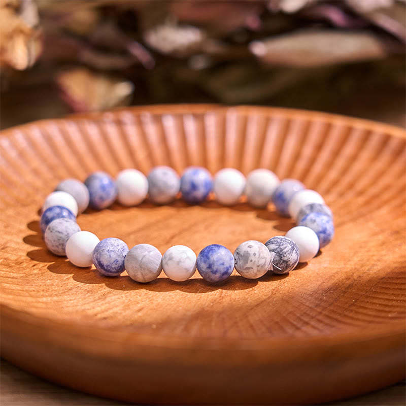 White Turquoise Picasso Jasper Blue Spot Jasper Relaxation Bracelet