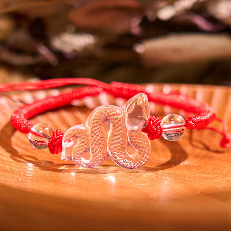 Lucky Healing The Year of The Snake 2025 Jade White Crystal Red String Protection Bundle