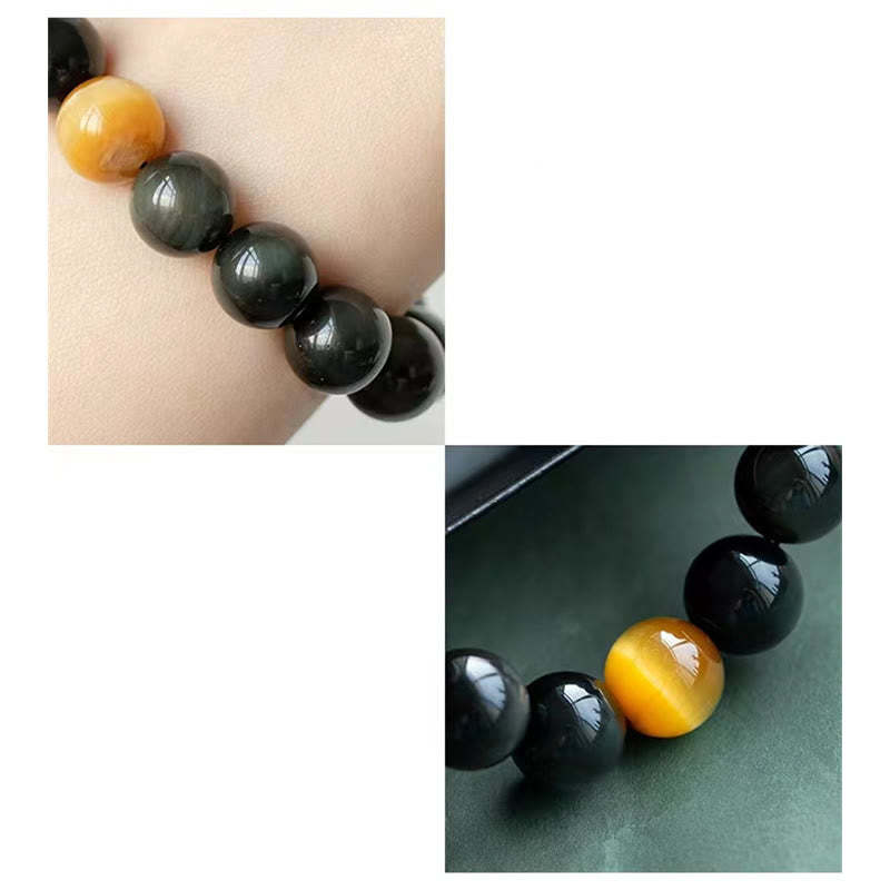 Natural Rainbow Obsidian Tiger Eye Positive Love Bracelet