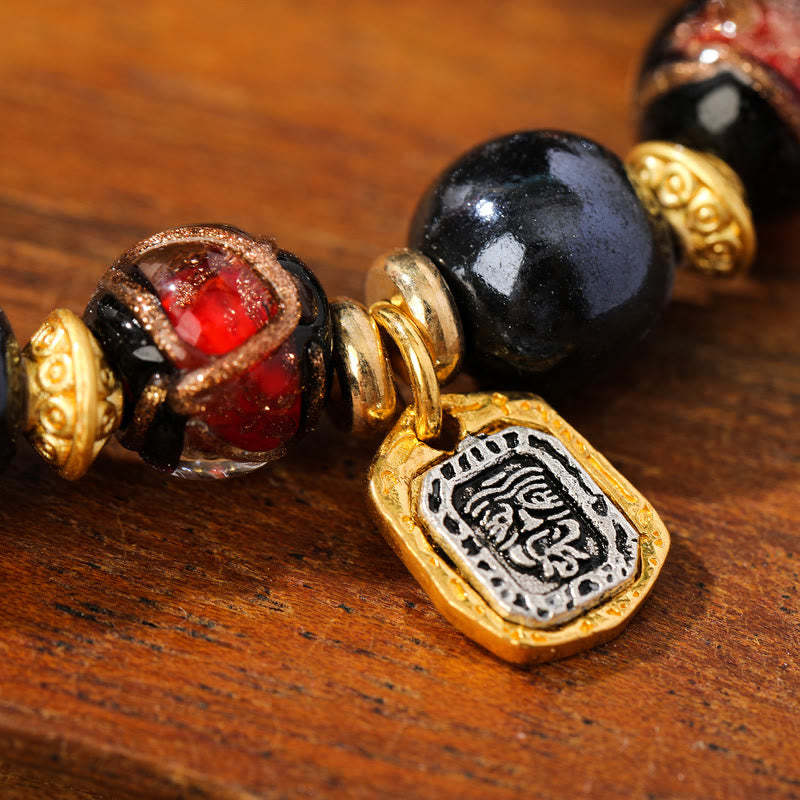 Tibetan Zakiram Goddess of Wealth Liuli Glass Incense Ash Porcelain Bead Luck Bracelet (Extra 30% Off | USE CODE: FS30)